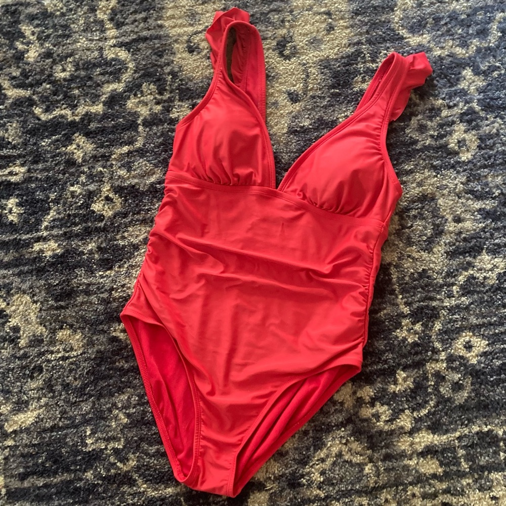Kona Sol Ruffle Red One-Piece - Picture 3 of 8